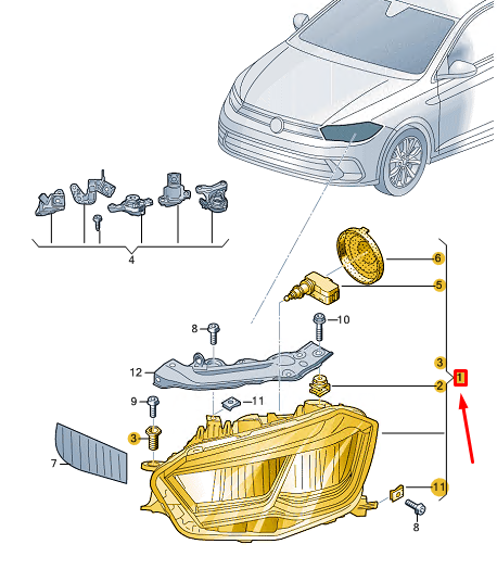 Volkswagen Polo 6 (AW1, BZ1, AE1) Sol Far WİSCO Marka 2021 > Model Sonrası 2G1941005C