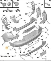 Opel Grandland X Arka Tampon Orjinal Psa Marka 168275201t