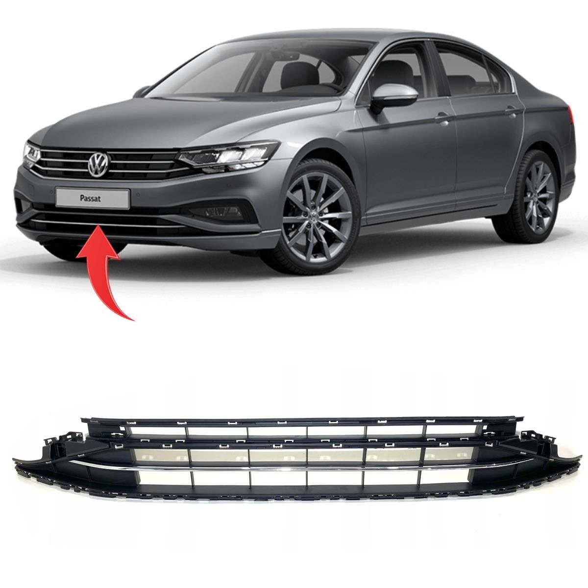 Volkswagen Passat B8.5 Orta Izgara Kromlu Impression 2019-2022 GKL Marka 3G0853677AB