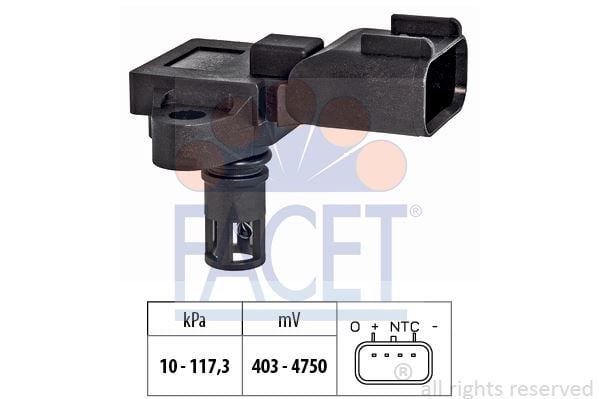Ford Fiesta 2008-2012 Benzinli Emme Man Basınç Sensörü (Map Sensörü) Facet Marka 2S6A9F479CC - 1940807