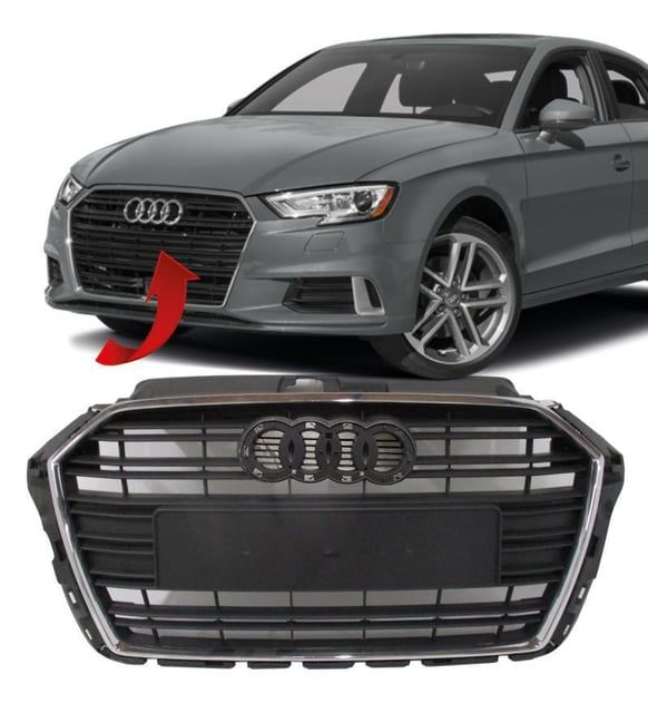 Audi A3 Sedan-Hb Parlak Siyah Ön Panjur Kromlu 2017- GKL Marka 8V3853651AA