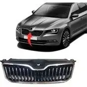 Skoda Superb Ön Panjur Krom+Üst Plastik 2015-2019 GKL Marka 3V0853653A
