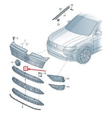 Volkswagen Tiguan Ön Tampon Alt Orta Izgara Sensörlü 2017 Sonrası GKL Marka  5Na853671A