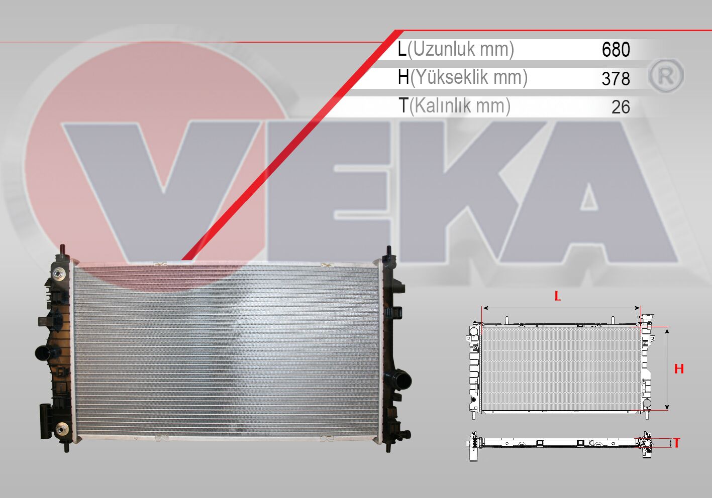 Opel İnsignia 2.0 Otomatik Su Radyatörü Veka Marka 13241724