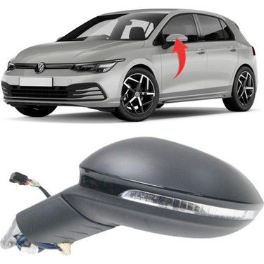 Volkswagen Golf 8 Sol Ayna Katlanır Alt Aydınlatmasız 9 Pin GKL Marka 5H1857507AE