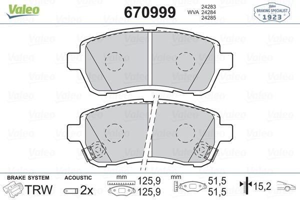 Ford Fiesta 2012-2018 Ön Fren Balata Takımı Valeo Marka 670999 - 1550219
