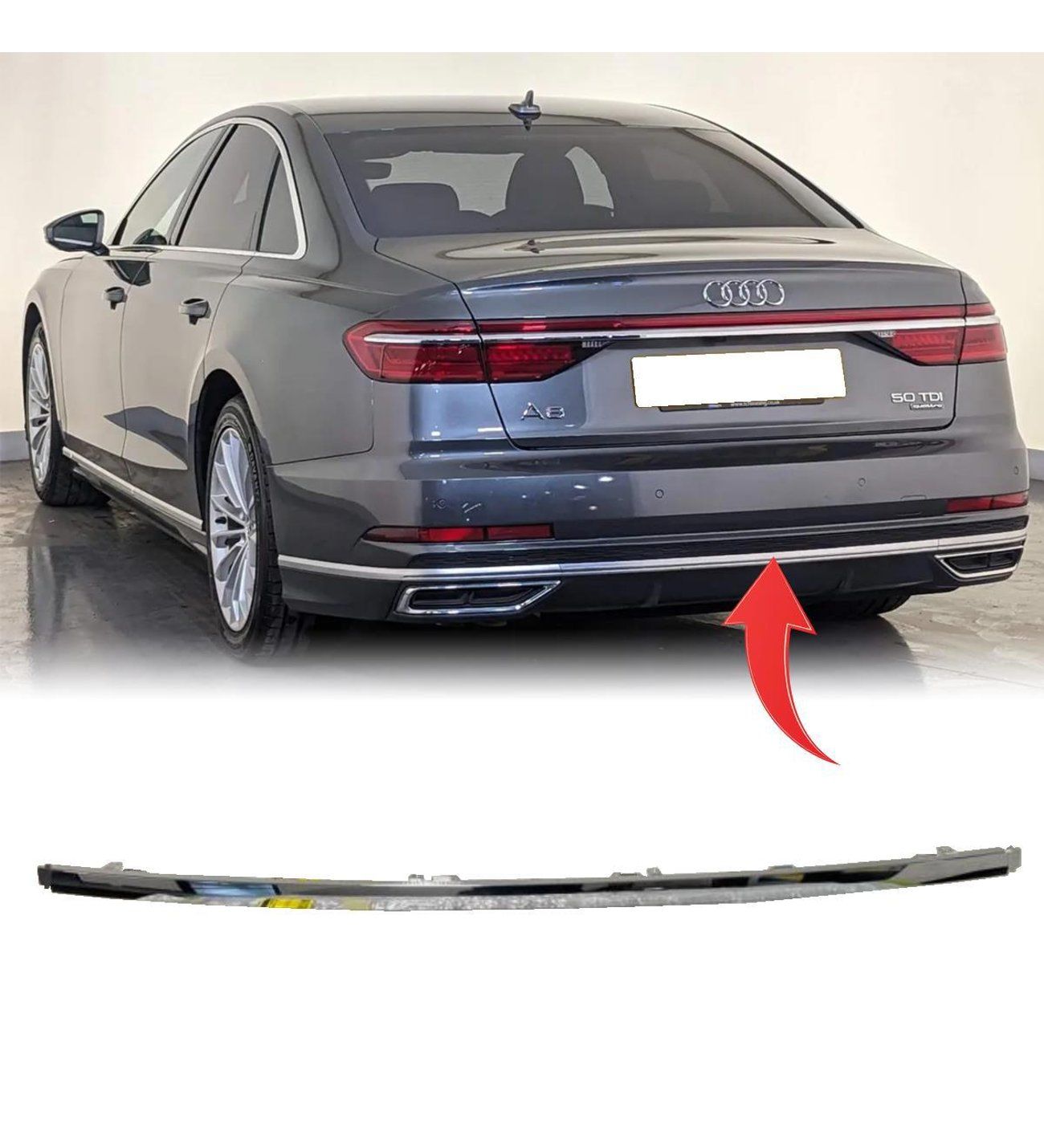 Audi A8 Arka Tampon Orta Süs Çıtası Krom 2018-2022 Arası GKL Marka 4N0853551