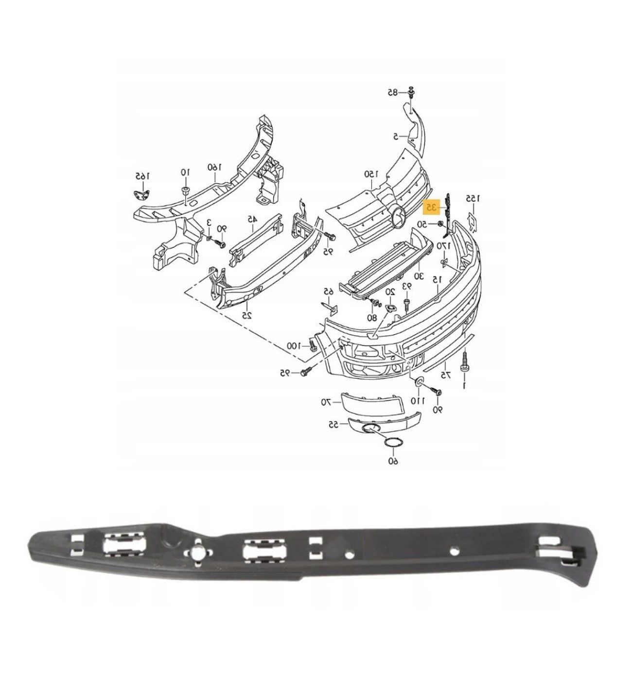 Volkswagen Transporter T5-T6 Sol Ön Tampon Braketi 2004-2014 GKL Marka 7H0807183A