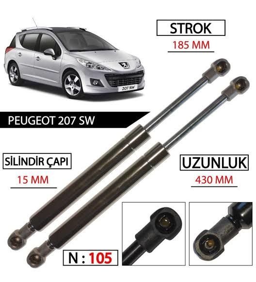Peugeot 207 Station Wagon Bagaj Amortisör Takımı İthal Ürün 8731P8
