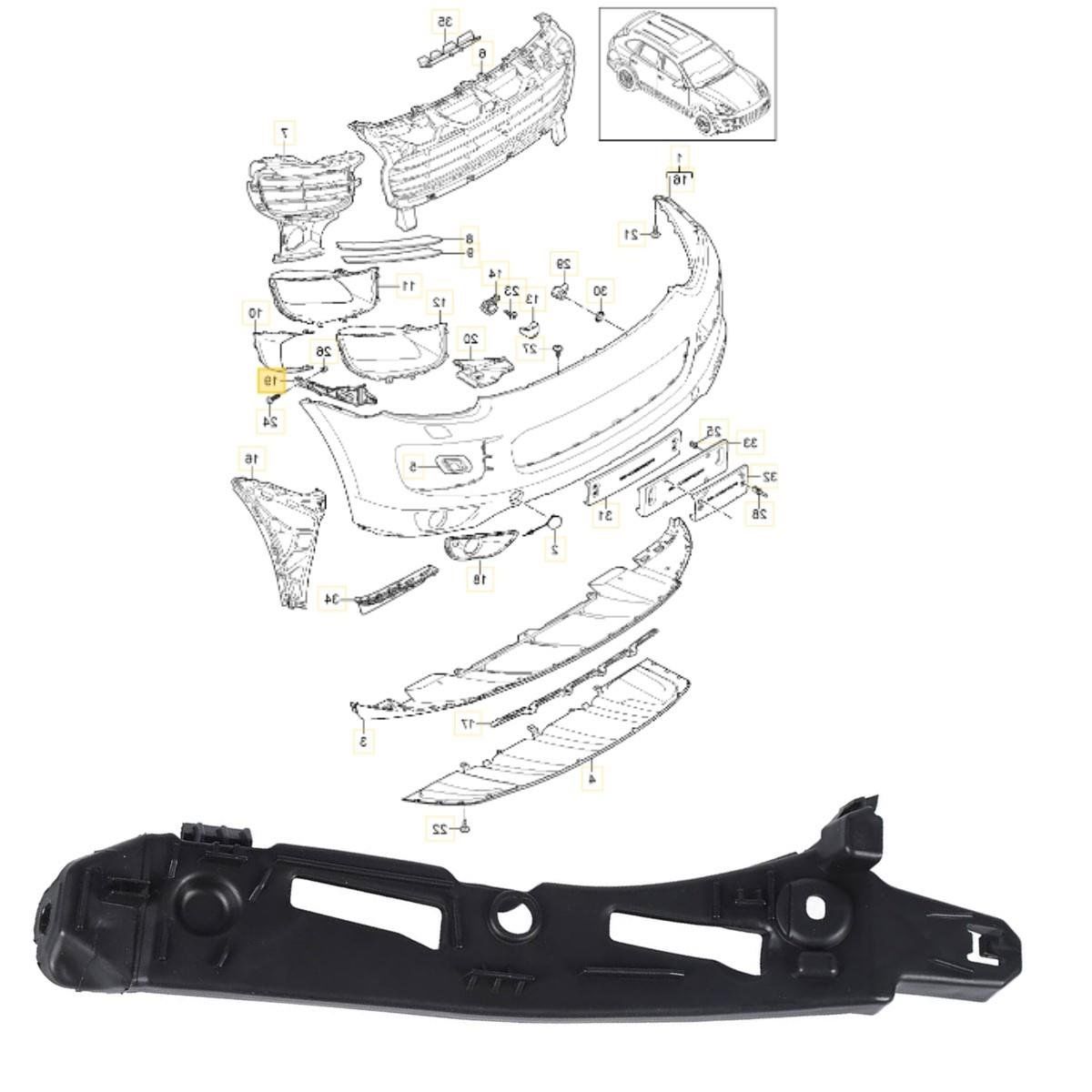 Porsche Cayenne Ön Tampon Braketi Sağ 2015-2018 GKL Marka  95850505001